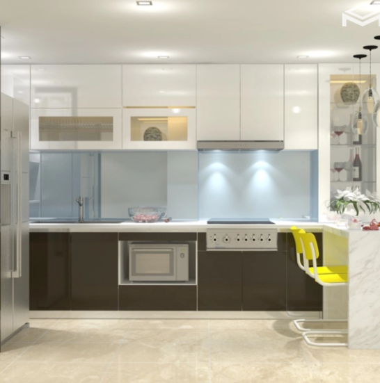 Tủ bếp nhựa phủ Acrylic bóng tráng mẫu số 4
