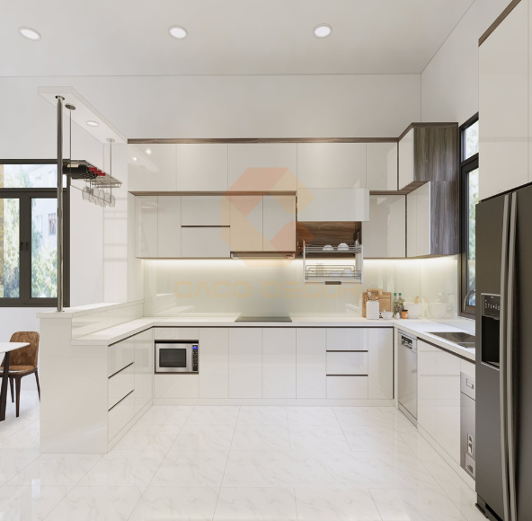 Tủ bếp nhựa phủ Acrylic bóng tráng mẫu số 10