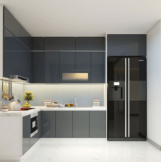 Tủ bếp nhựa phủ Acrylic bóng tráng mẫu số 12