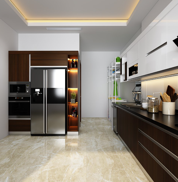 Tủ bếp nhựa phủ Acrylic bóng tráng mẫu số 9