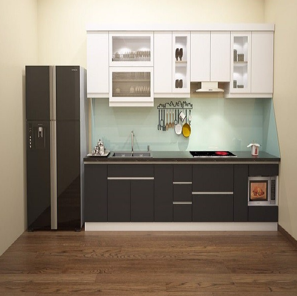 Tủ bếp nhựa phủ Acrylic bóng tráng mẫu số 2