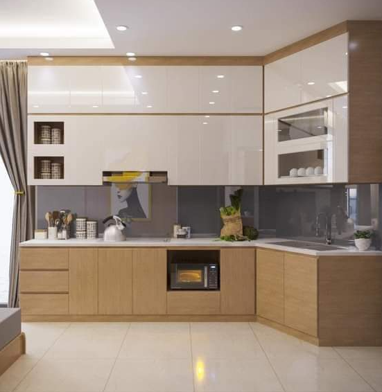 Tủ bếp nhựa phủ Acrylic bóng tráng mẫu số 7