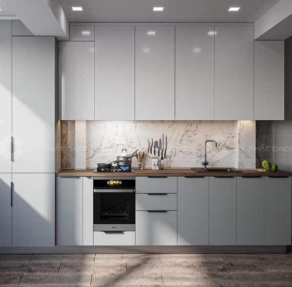 Tủ bếp nhựa phủ Acrylic bóng tráng mẫu số 3