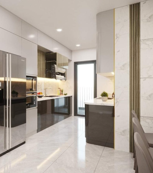 Tủ bếp nhựa phủ Acrylic bóng tráng mẫu số 8